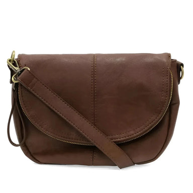 Joy Susan Helene Small Saddle Crossbody in walnut, front view