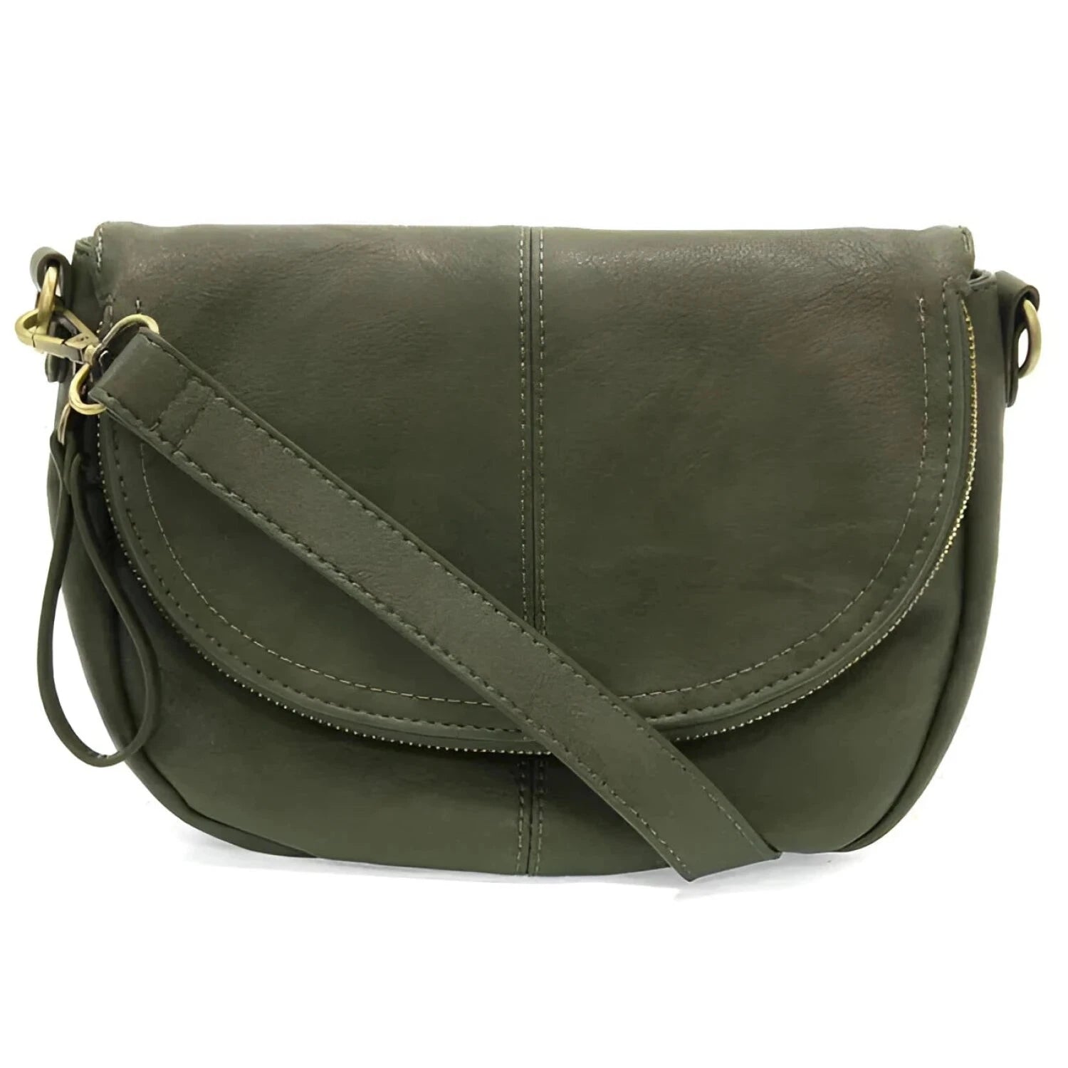 Joy Susan Helene Small Saddle Crossbody in dark basil, front view