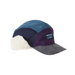 Multicolored cap with a white fur ear flap on a white background