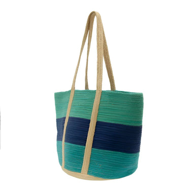 Joy Susan Maye Jute Tote in turquoise, side view