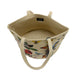 Joy Susan Avis Jute Tote with Tassel in multi painted birds, top open view