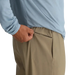 Free Fly Men's Breeze Pant in dark khaki, on model side pocket view