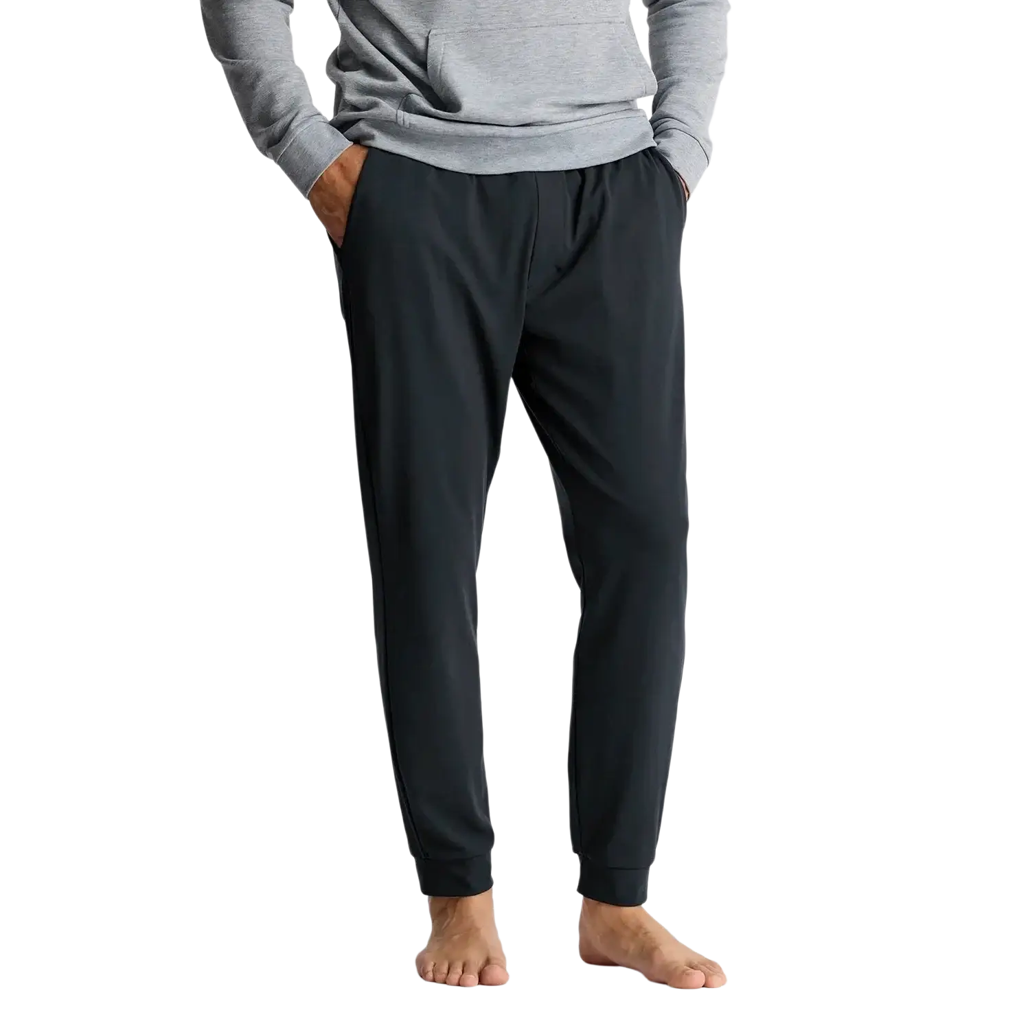 Free Fly Men's Highmile Jogger in black sand, on model front view