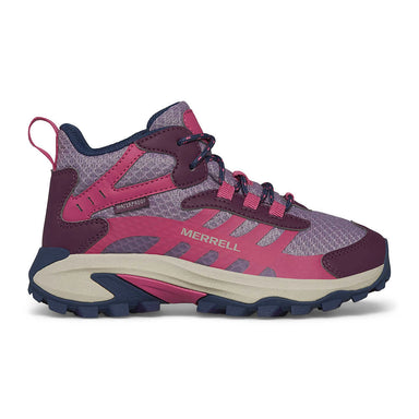 Merrell Kid's Moab Speed 2 Mid Waterproof in berry, side view