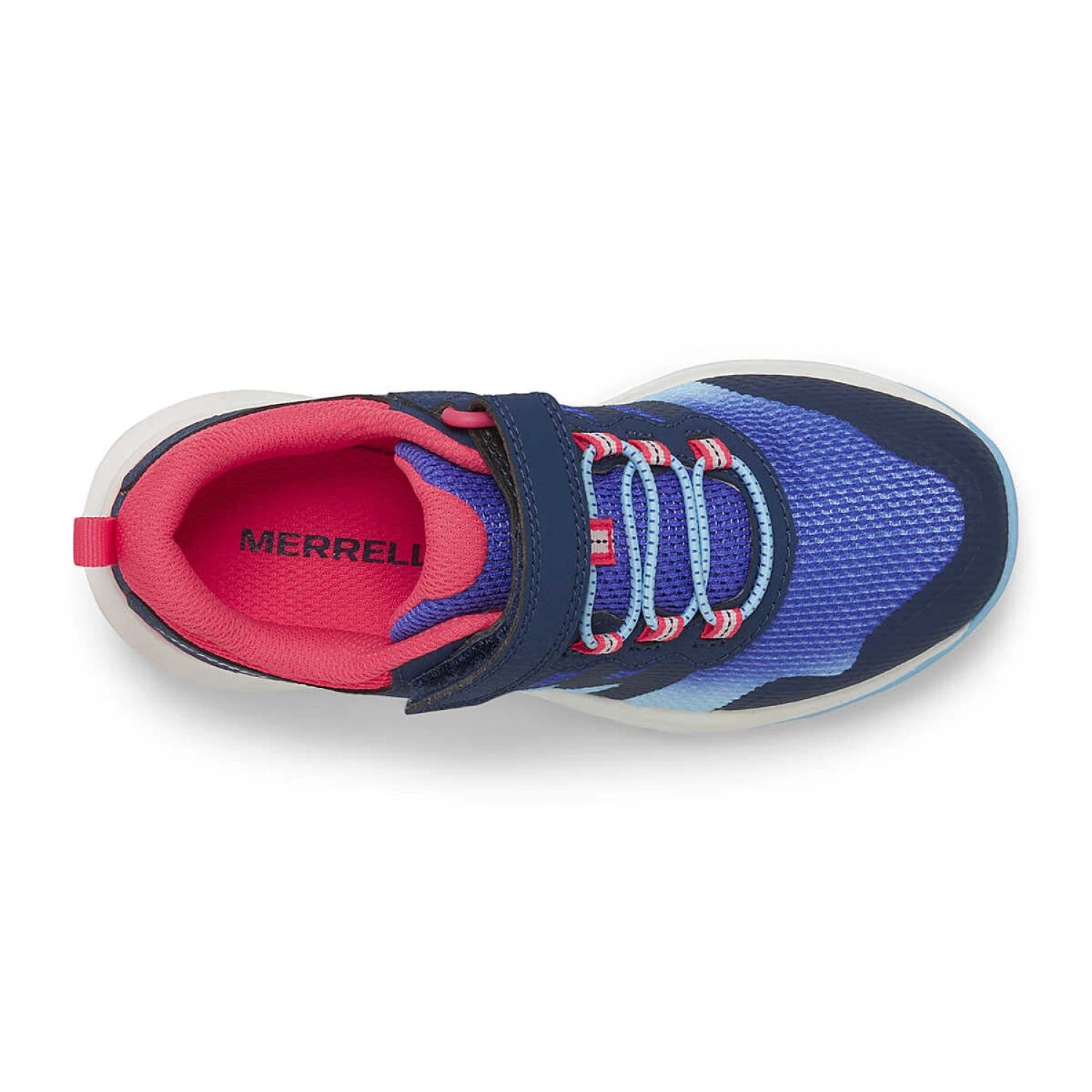 Merrell Kid's Nova 3 Sneaker in navy/blue/fuchsia, top view