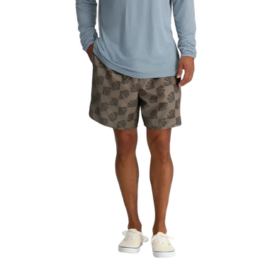 Free Fly Men's Reverb Short in scallop print, on model front view