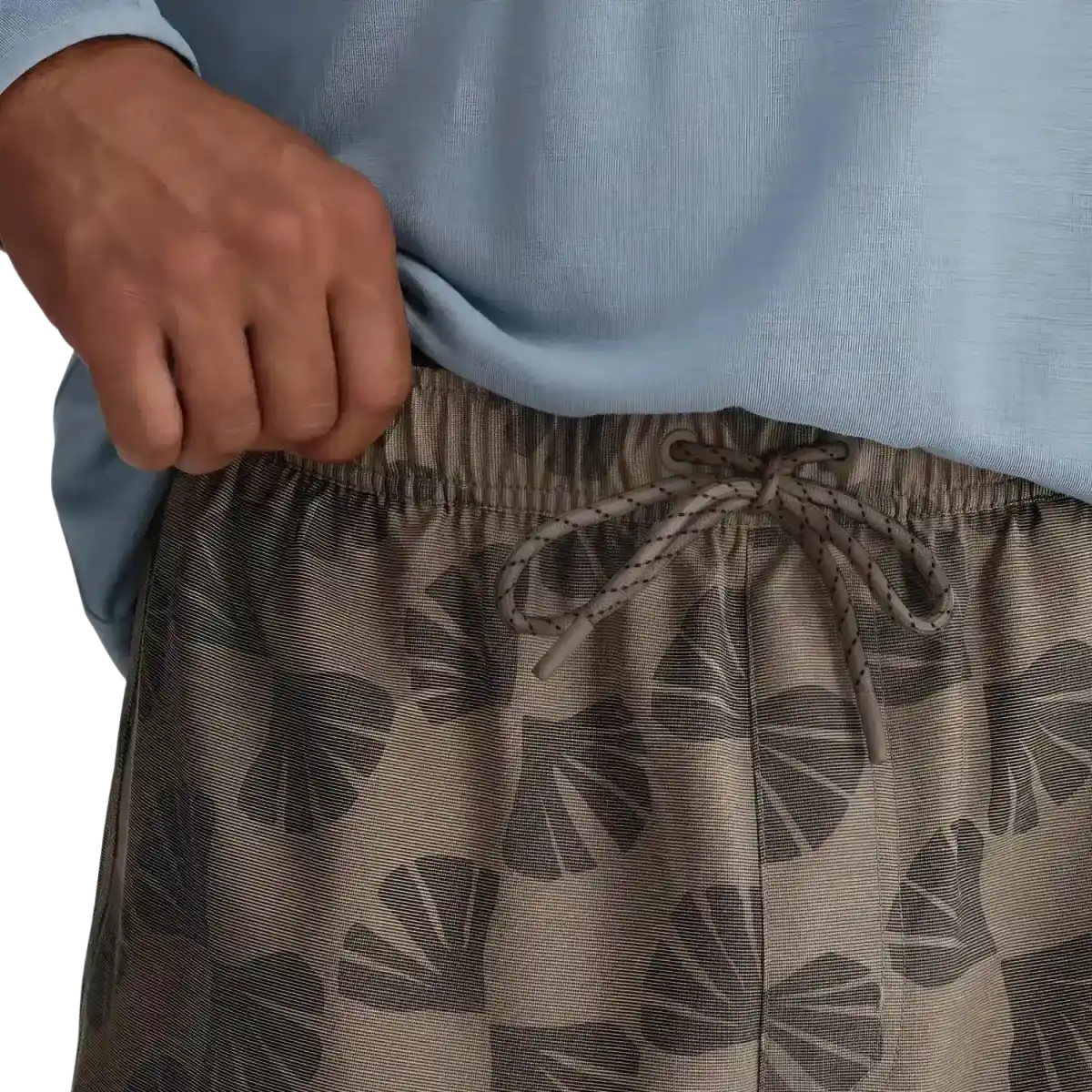 Free Fly Men's Reverb Short in scallop print, on model tie detail