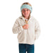 The North Face Kid's Campshire Full-Zip Hoodie in white dune sparkle, on model front