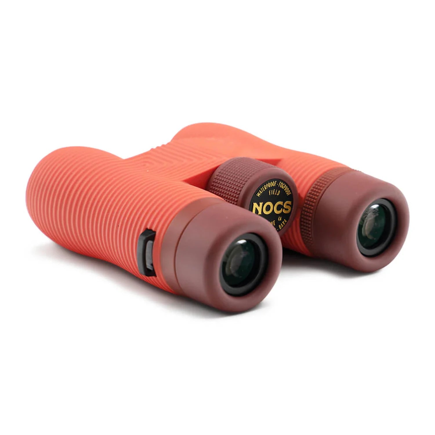 NOCS Provisions Field Issue 8x32 Binocular in coral red, back angle view