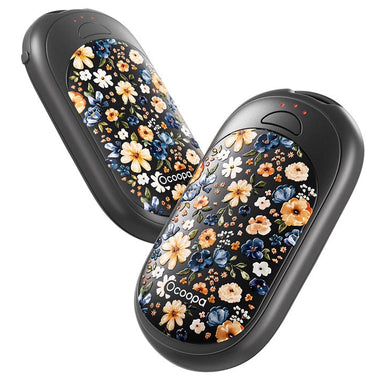 OCOOPA UT3 Lite+ Magnetic Rechargeable Hand Warmers in black & flowers, pair top view