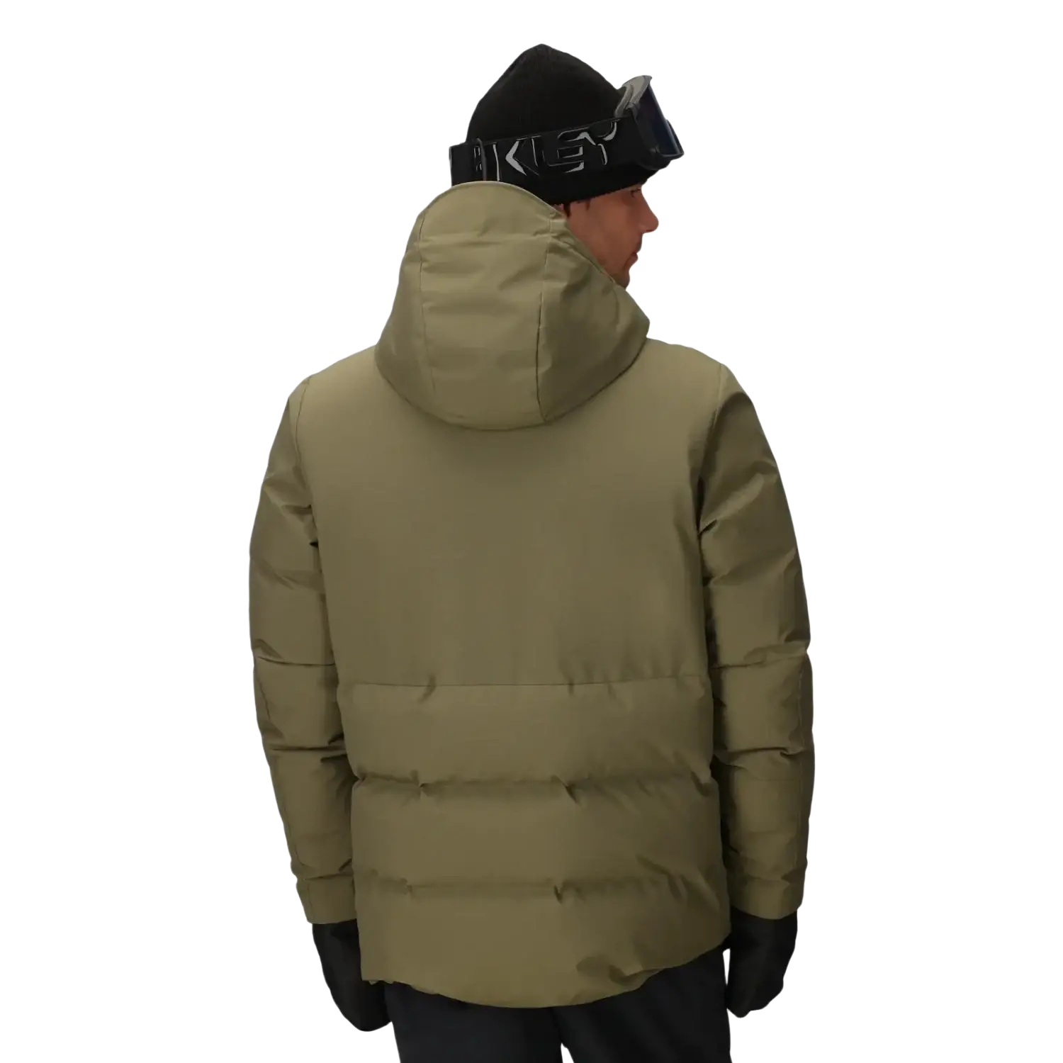 Outdoor Research Men's Snowcrew Down Jacket, back view on model