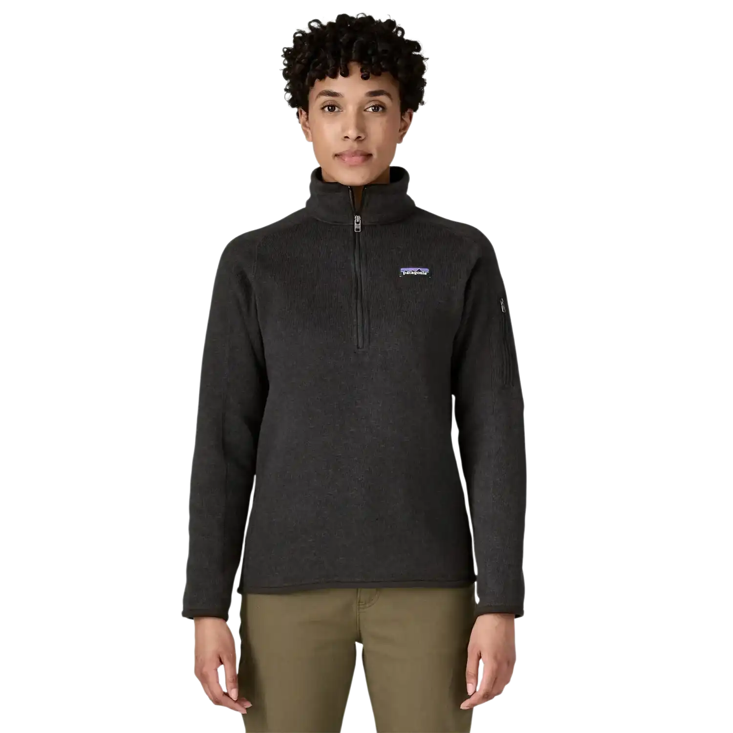 Patagonia Women's Better Sweater® 1/4-Zip Fleece in Black, front view on model 