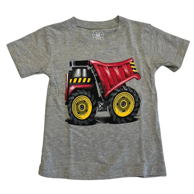 Wes & Willy K's Dump Truck Short Sleeve Teem, Heather, front view flat 