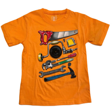 Wes & Willy K's Tools Short Sleeve Tee, Orange, front view flat 