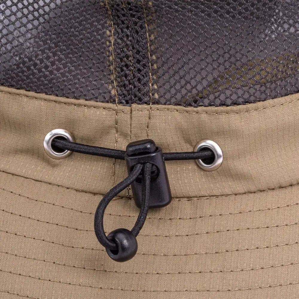 Pistil Shoreline Sun Hat in tobacco, cinch detail view