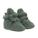 Robeez Baby Sherpa Snap Booties in olive, pair side view