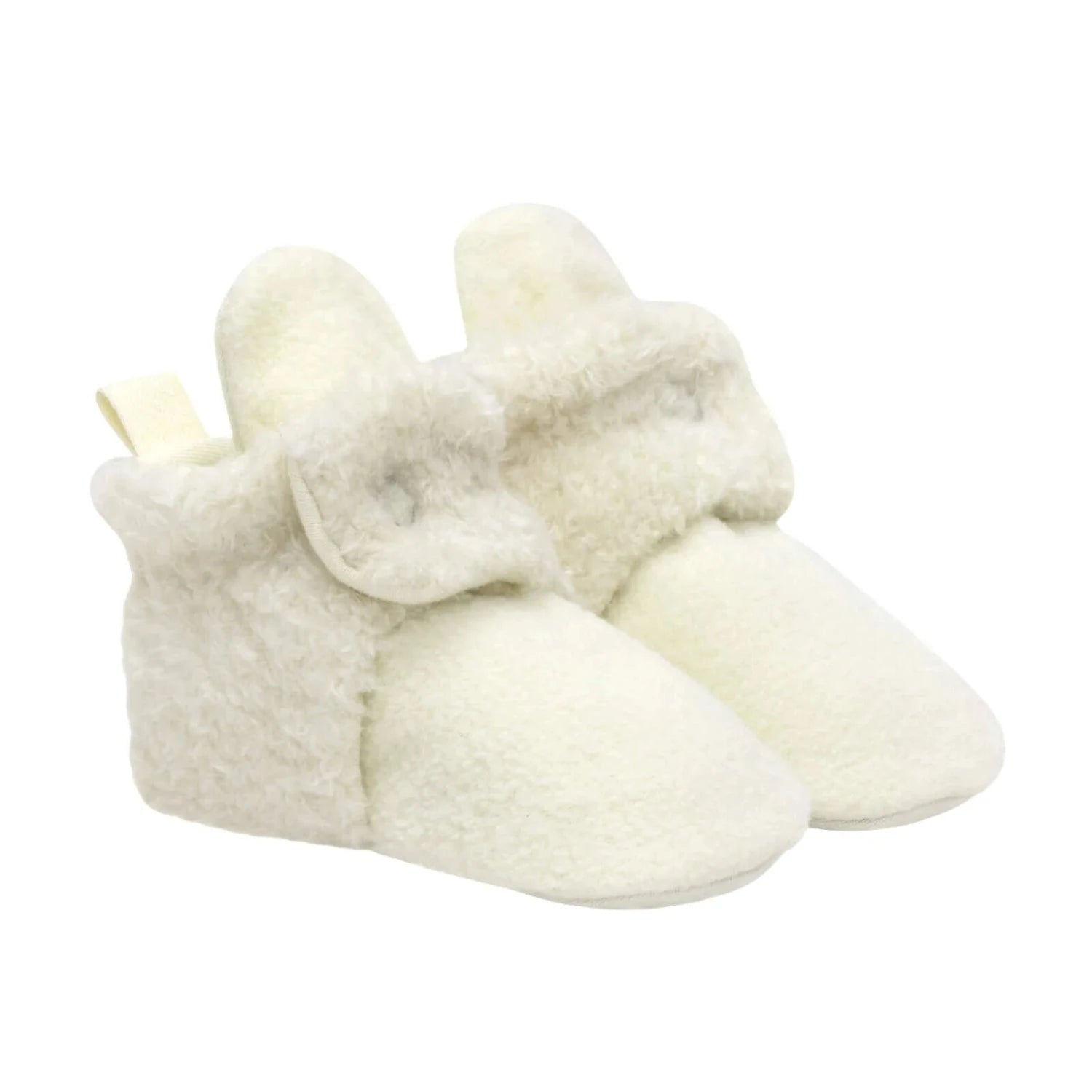 Robeez Baby Sullivan Snap Booties in ivory, side view