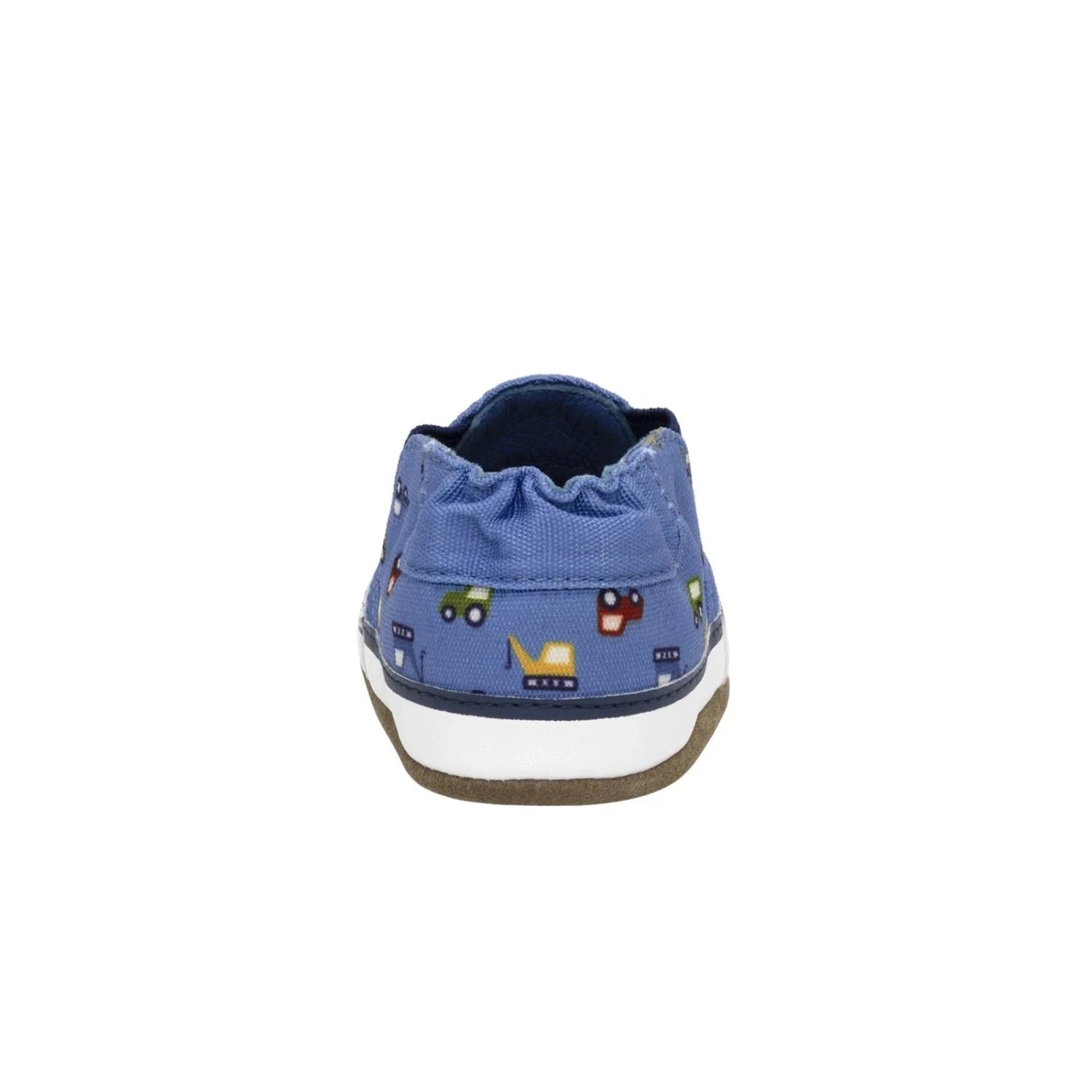 Robeez Baby I Love Trucks Soft Soles in medium blue, back view