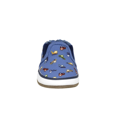 Robeez Baby I Love Trucks Soft Soles in medium blue, front view