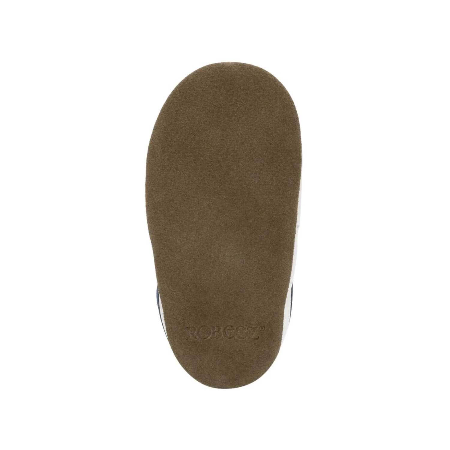 Robeez Baby I Love Trucks Soft Soles in medium blue, sole view