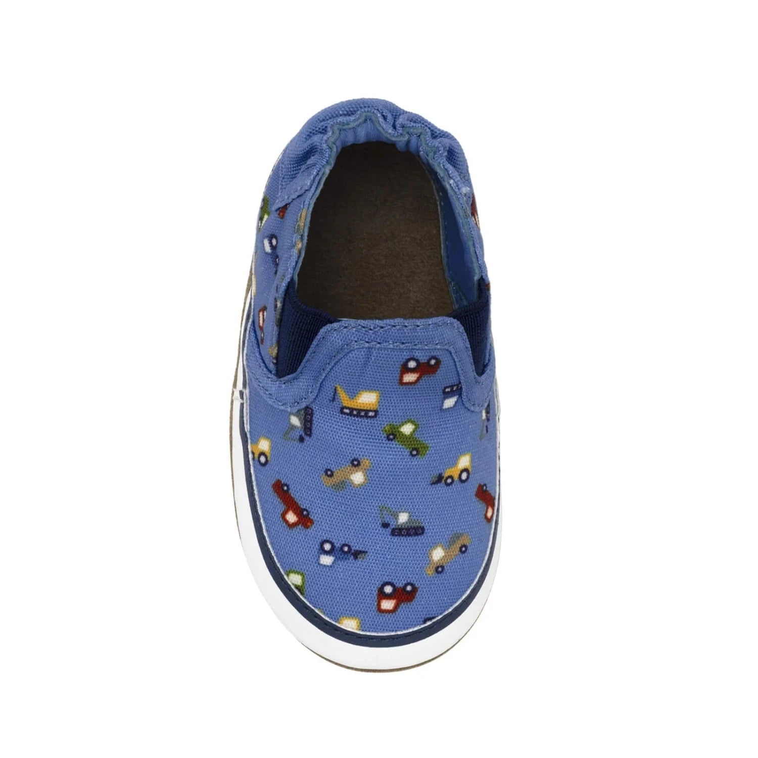 Robeez Baby I Love Trucks Soft Soles in medium blue, top view