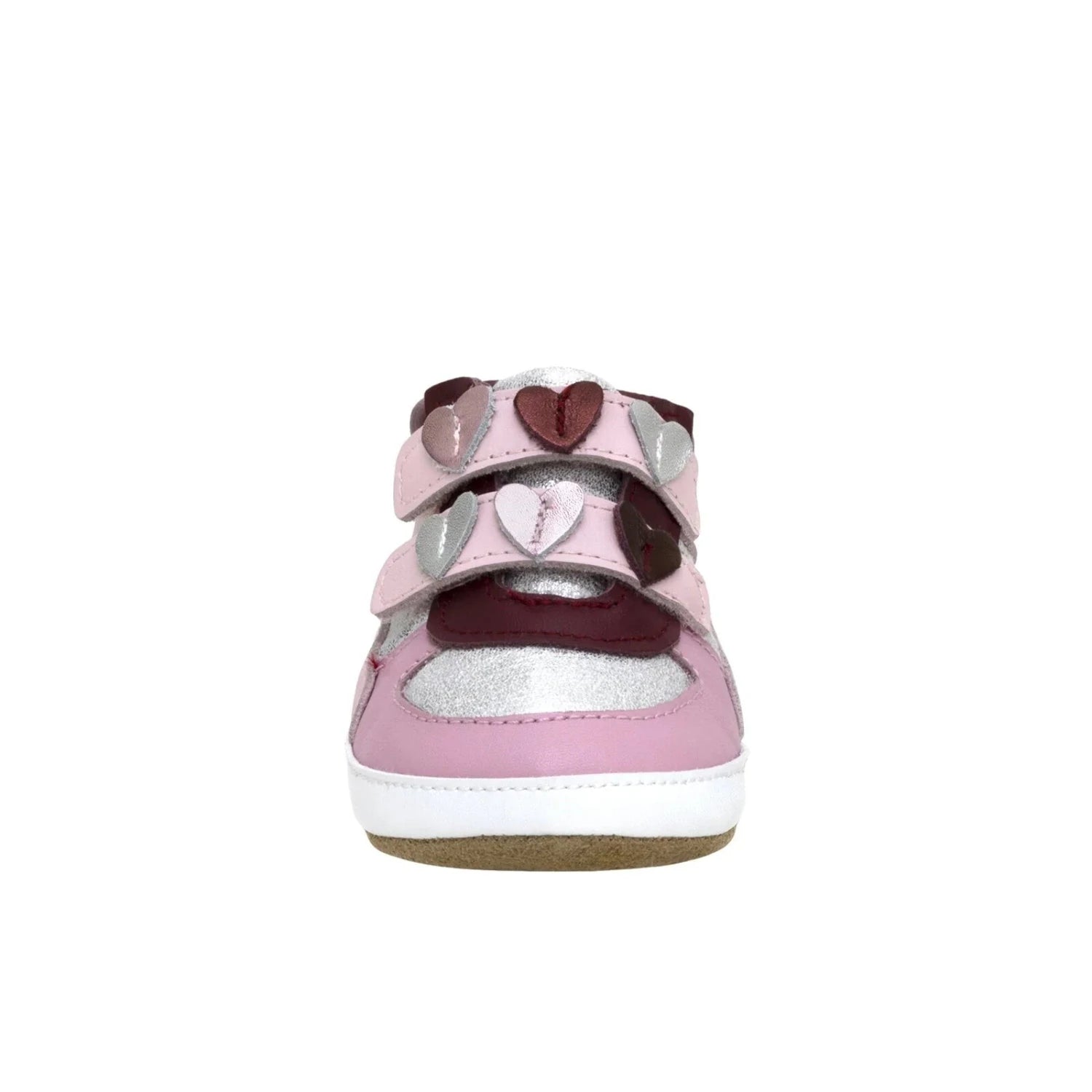 Robeez Baby All Heart First Kicks in pink, front view