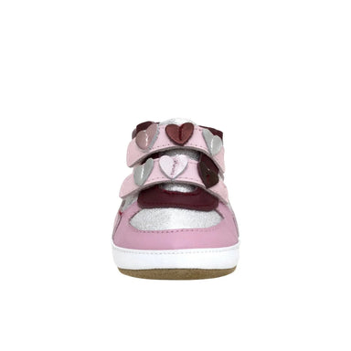 Robeez Baby All Heart First Kicks in pink, front view