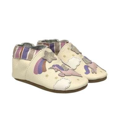 Robeez Baby Born to Shine Soft Soles in ivory, side view