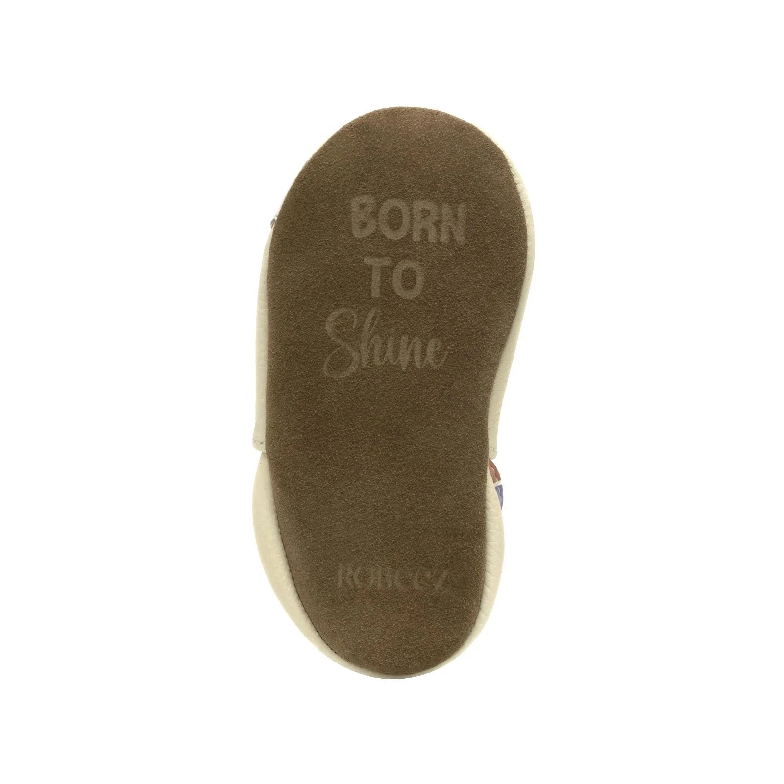 Robeez Baby Born to Shine Soft Soles in ivory, sole view