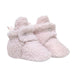 Robeez Baby Sherpa Snap Booties in pastel pink, pair side view