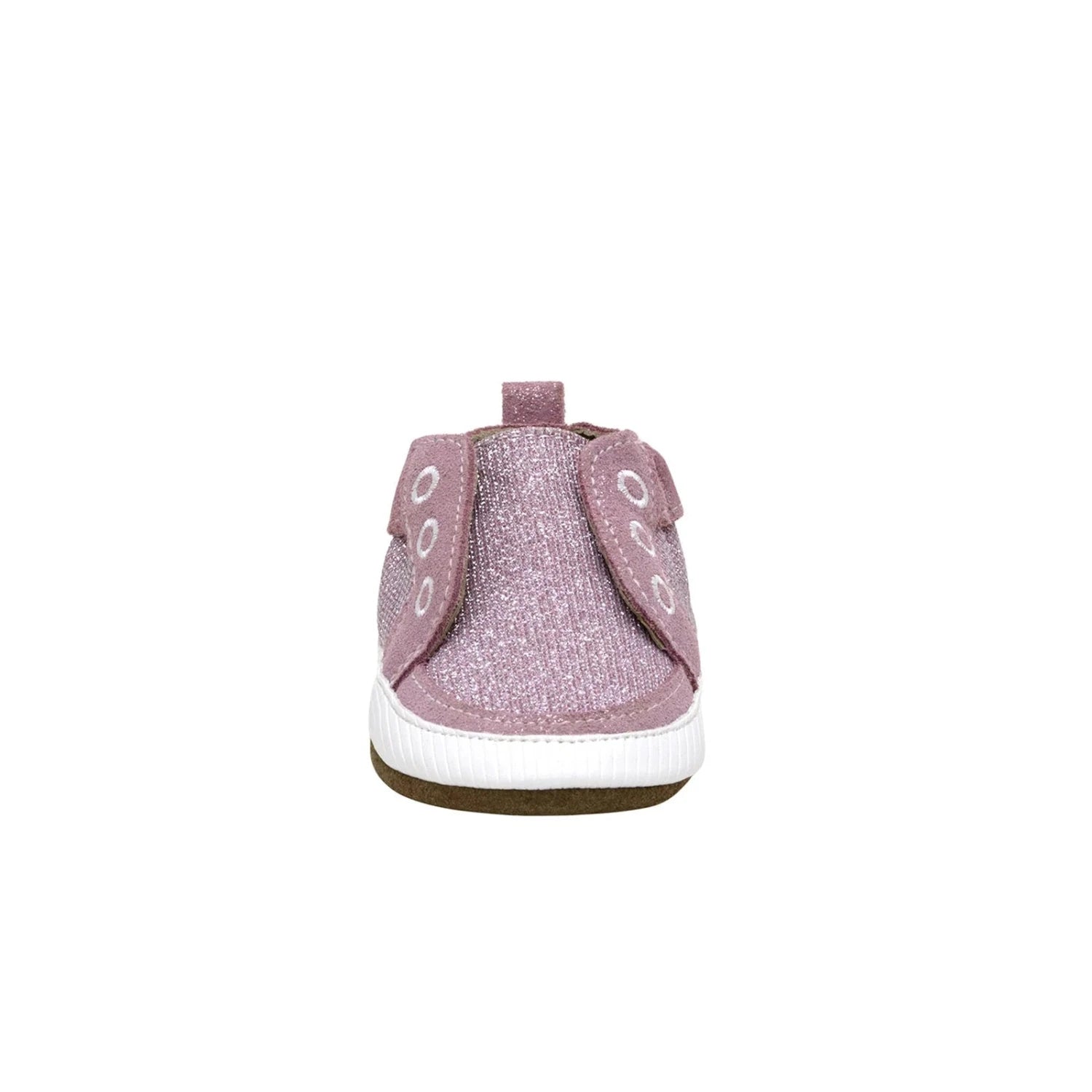 Robeez Baby Stylish Staci Soft Soles in pastel pink, front view