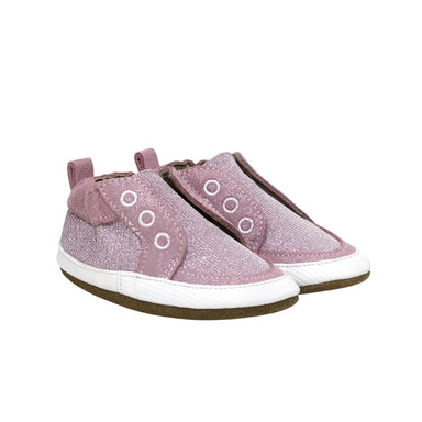 Robeez Baby Stylish Staci Soft Soles in pastel pink, pair side view