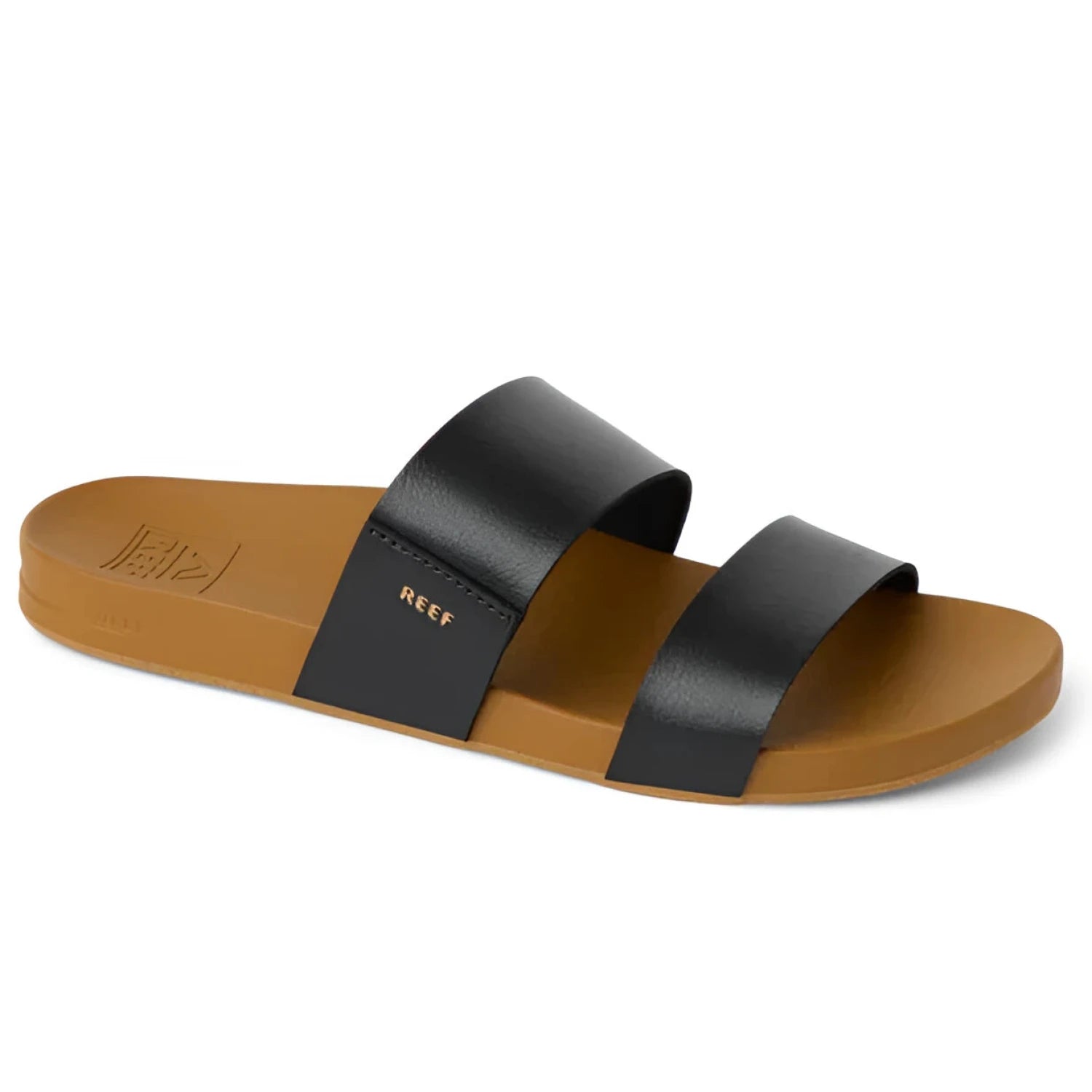 Reef Women's Cushion Vista Sandal in black & natural, front view