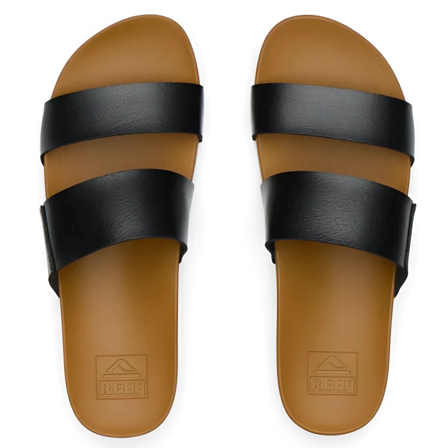 Reef Women's Cushion Vista Sandal in black & natural, top view