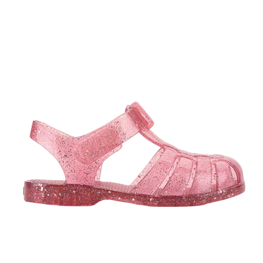 Igor Toddler's Clasica Cristal Sandals in glitter fuchsia, side view