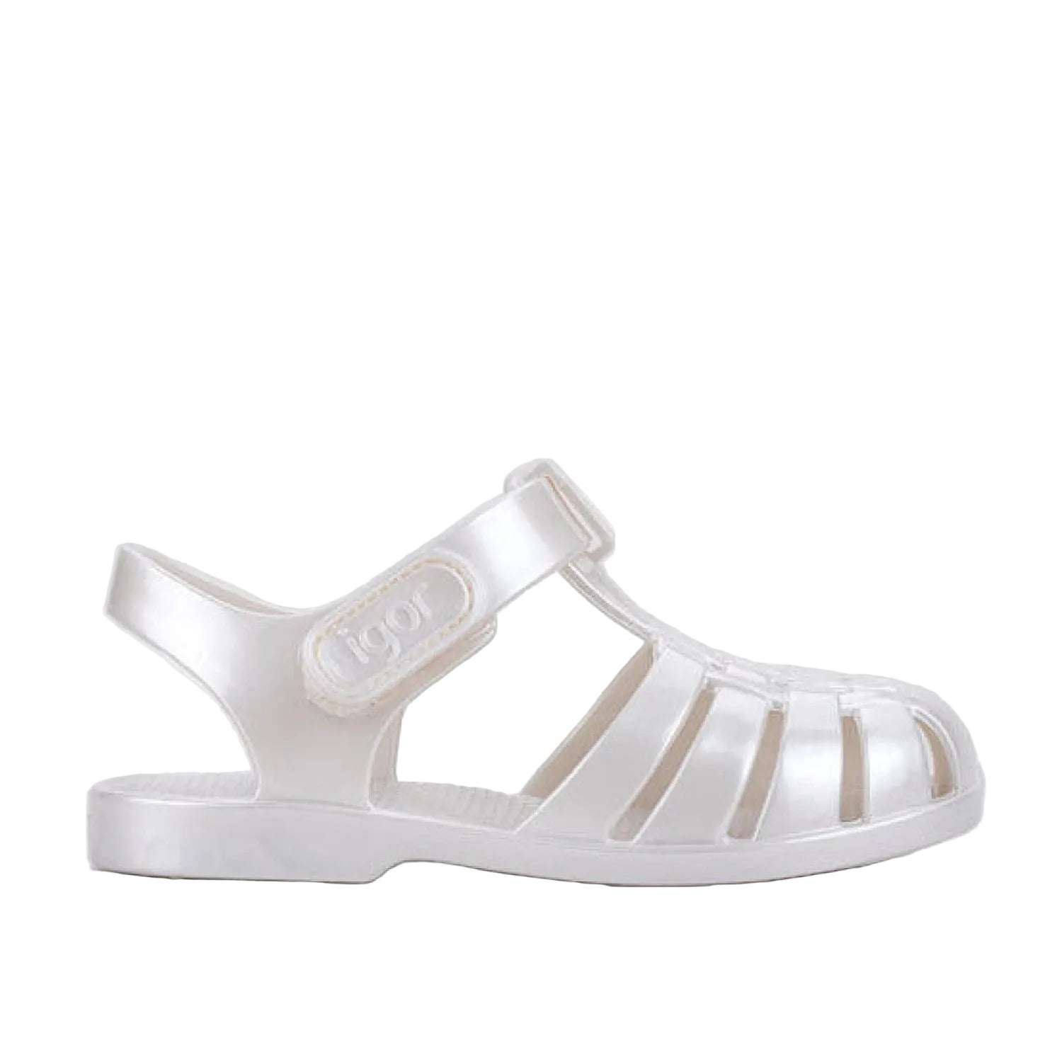 Igor Toddler's Clasica Nacar Sandal in marfil, side view