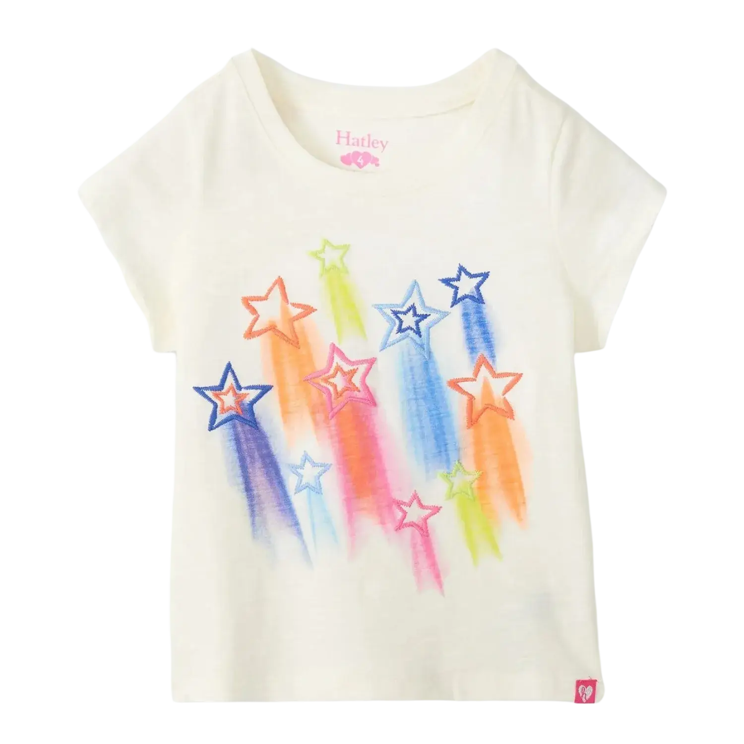Hatley Girl's Falling Stars Graphic Tee, front view
