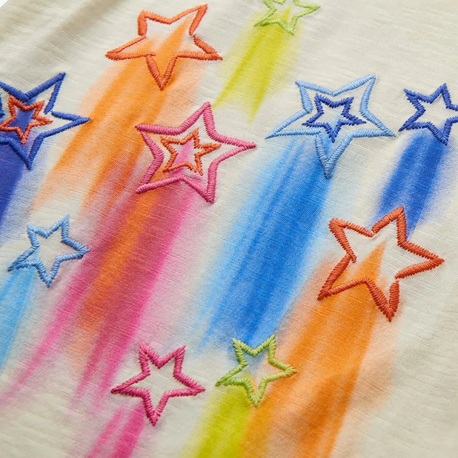 Hatley Girl's Falling Stars Graphic Tee, up close view of graphic