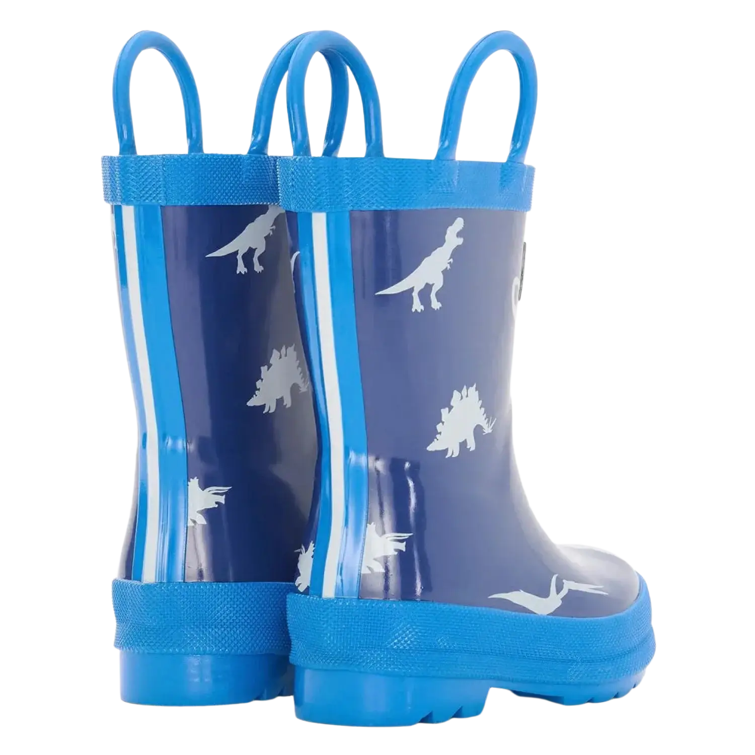 Hatley Kid's Rain Boots with Handles in little dinos, back angled view