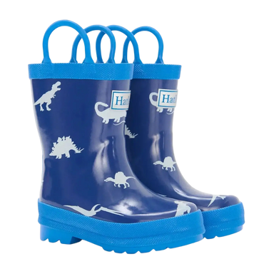 Hatley Kid's Rain Boots with Handles in little dinos, front angled view