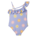 Hatley Girl's Lavender Sunshine One-Shoulder Swimsuit, back view