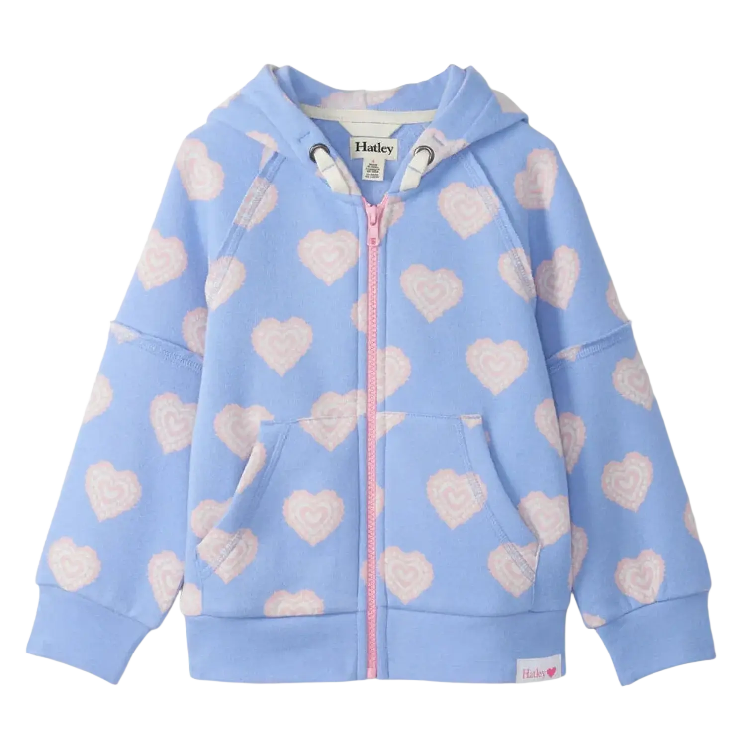 Hatley Girl's Heart Burst Full-Zip Hoodie, front view