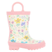 Hatley Kid's Rain Boots with Handles in little garden chicks, side view