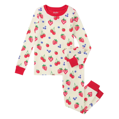 Hatley Kid's Cotton Pajama Set in summer berries, flat front set