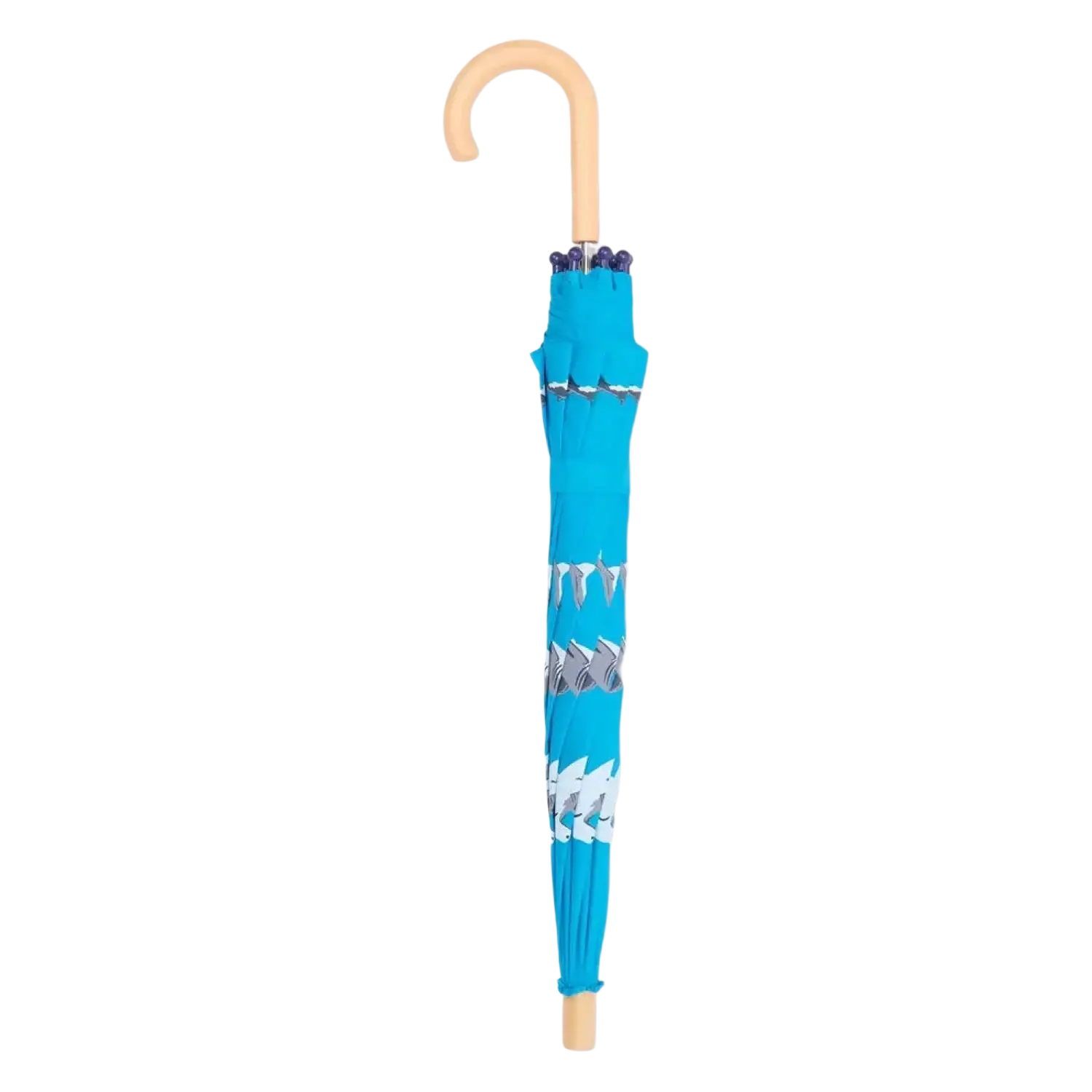 Hatley Kids Umbrella in shark party, closed side view