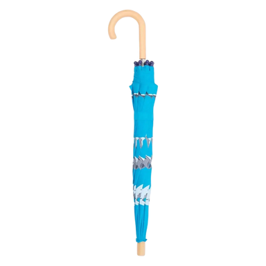 Hatley Kids Umbrella in shark party, closed side view