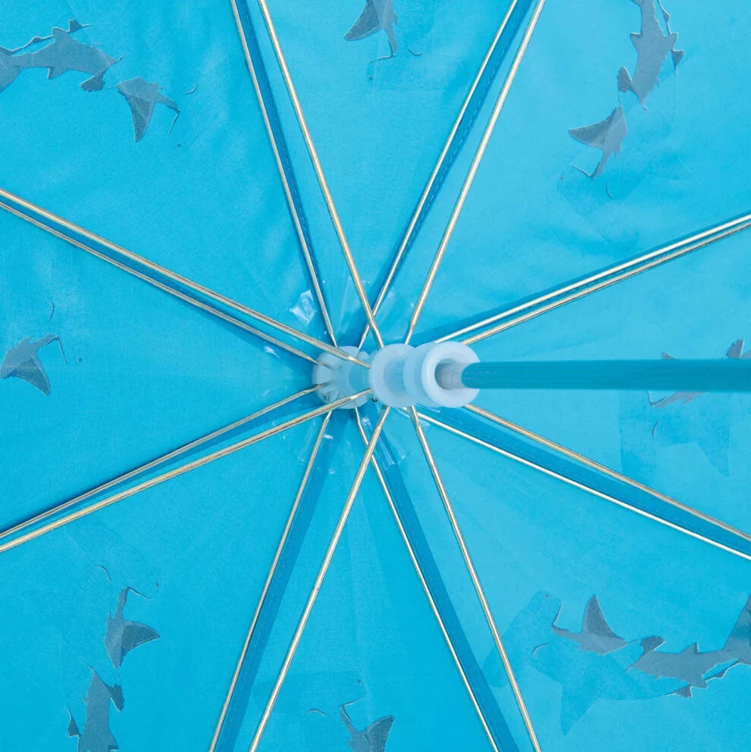 Hatley Kids Umbrella in shark party, open inside view