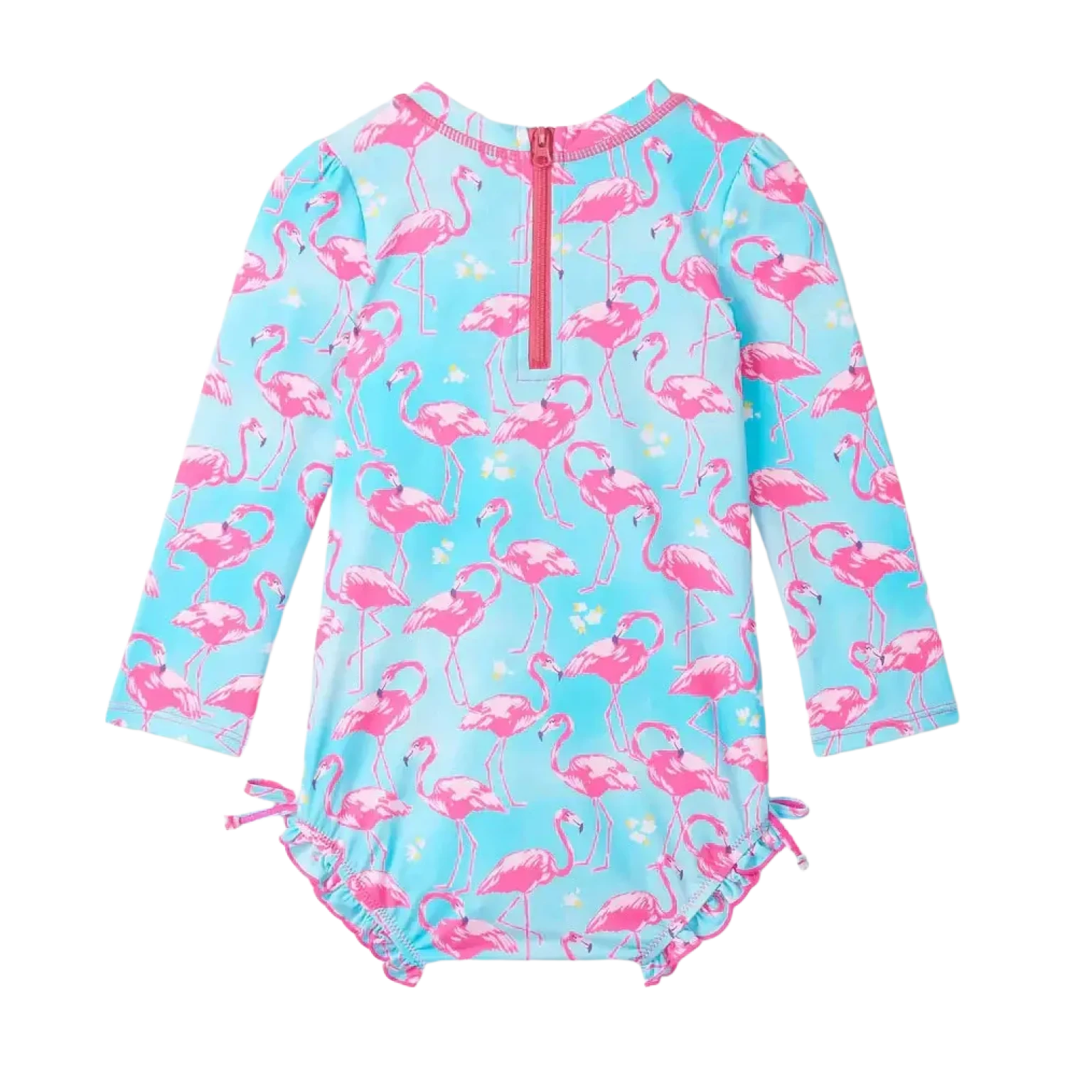Hatley Baby Girls Flamingos One-Piece Rashguard Swimsuit, back view