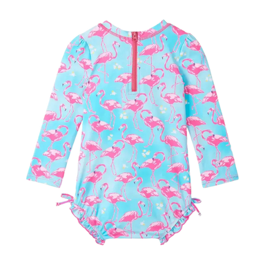 Hatley Baby Girls Flamingos One-Piece Rashguard Swimsuit, back view