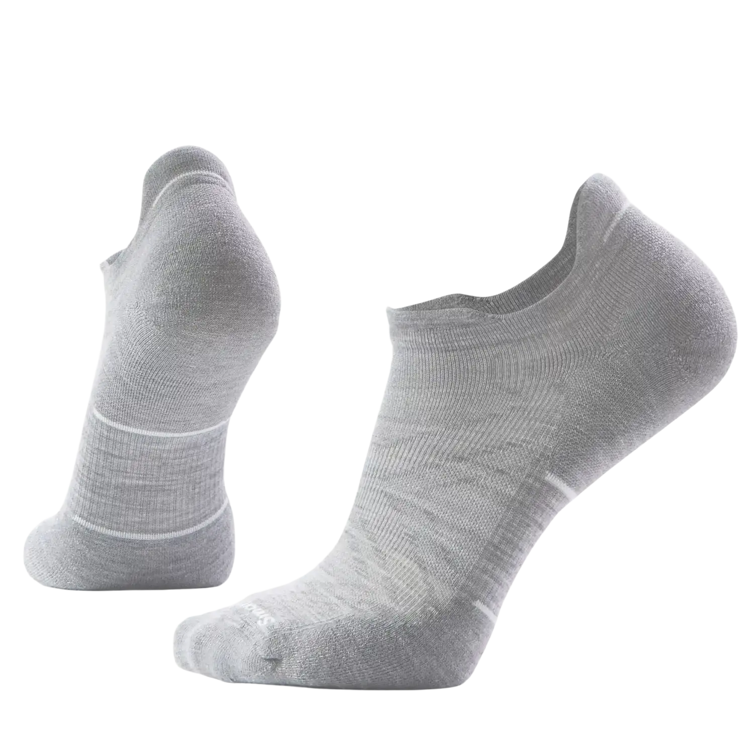 Smartwool M's Run Low Ankle Socks in Light Grey, view of bottom side and top of socks